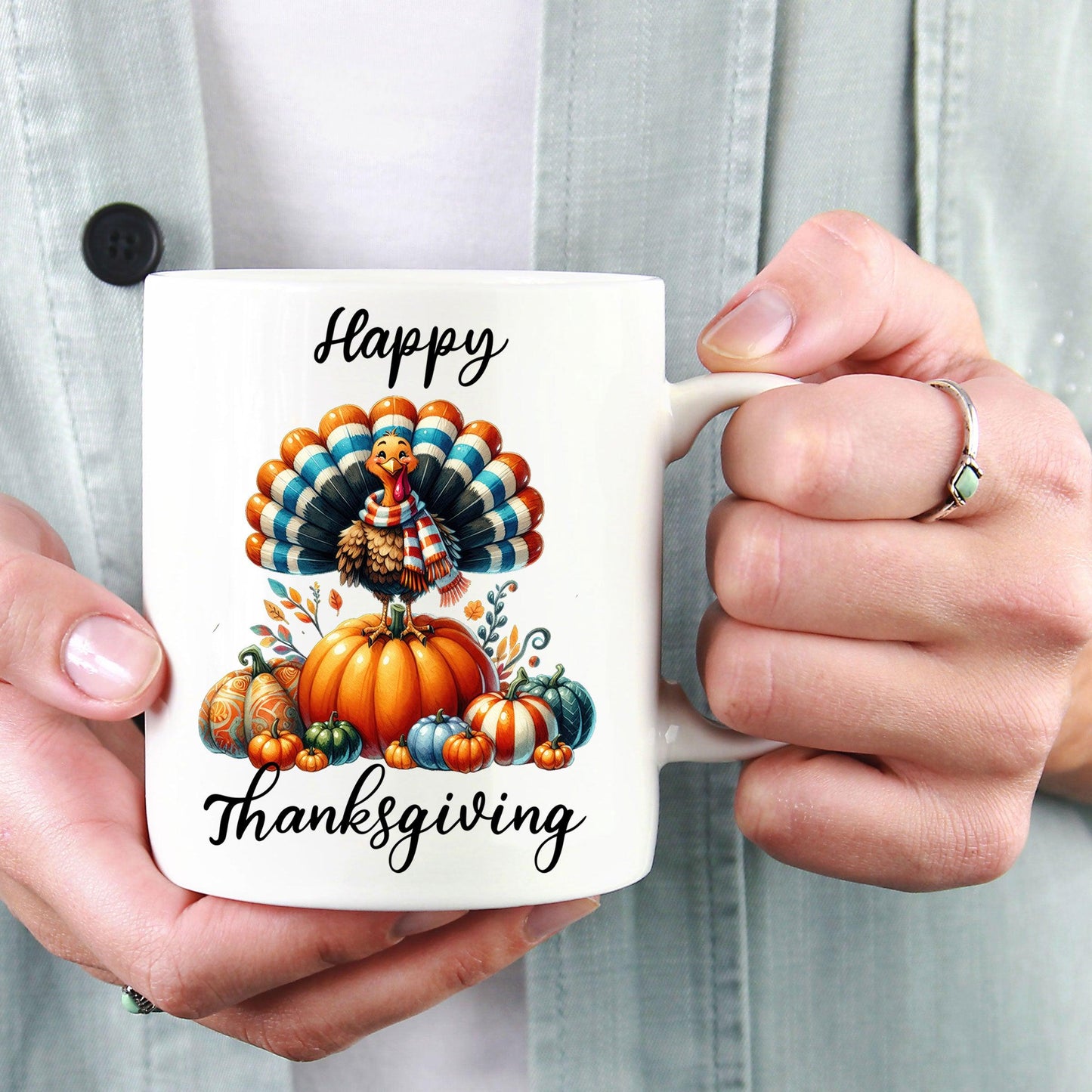 Happy Thanksgiving Ceramic Mug – Perfect for Holiday Cheer! - Mallard Moon Gift Shop