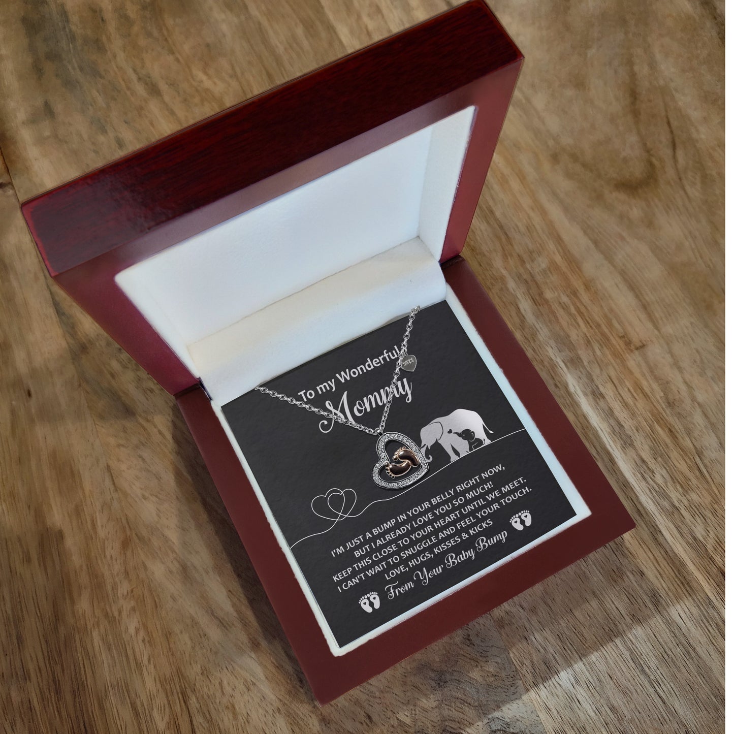 To My Wonderful Mommy I May be Just a Bump But I Love You So Much Baby Feet Necklace - Mallard Moon Gift Shop