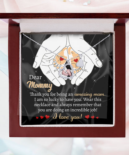 Dear Mommy Wear this Necklace You are Doing an Incredible Job Baby Feet Pendant Necklace - Mallard Moon Gift Shop