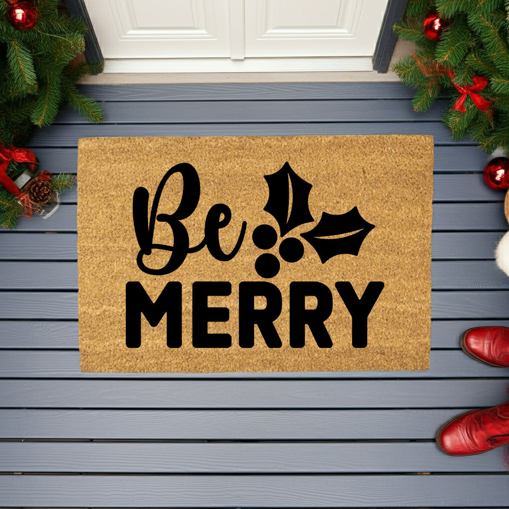 Be Merry Christmas Doormat – Holiday Outdoor Coir Mat Porch Décor - Mallard Moon