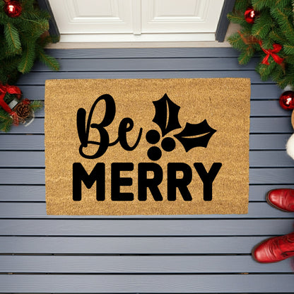 Be Merry Christmas Doormat – Holiday Outdoor Coir Mat Porch Décor - Mallard Moon