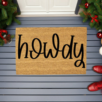 Rustic Howdy Welcome Doormat – Country Farmhouse Coir Entry Mat | Southern Greeting Door Mat | Western Home Décor Gift - Mallard Moon
