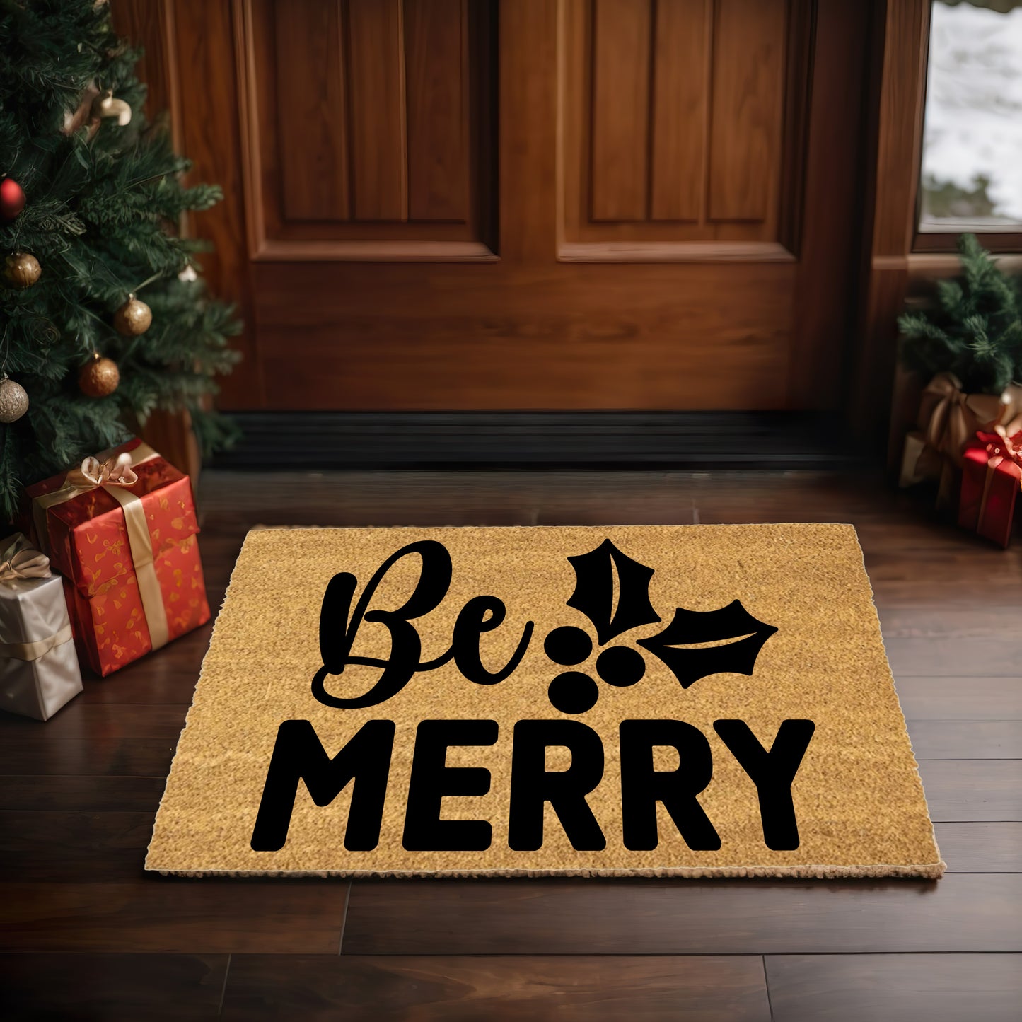 Be Merry Christmas Doormat – Holiday Outdoor Coir Mat Porch Décor - Mallard Moon