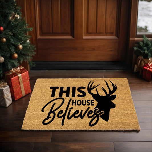 This House Believes in Christmas Outdoor Mat - Mallard Moon