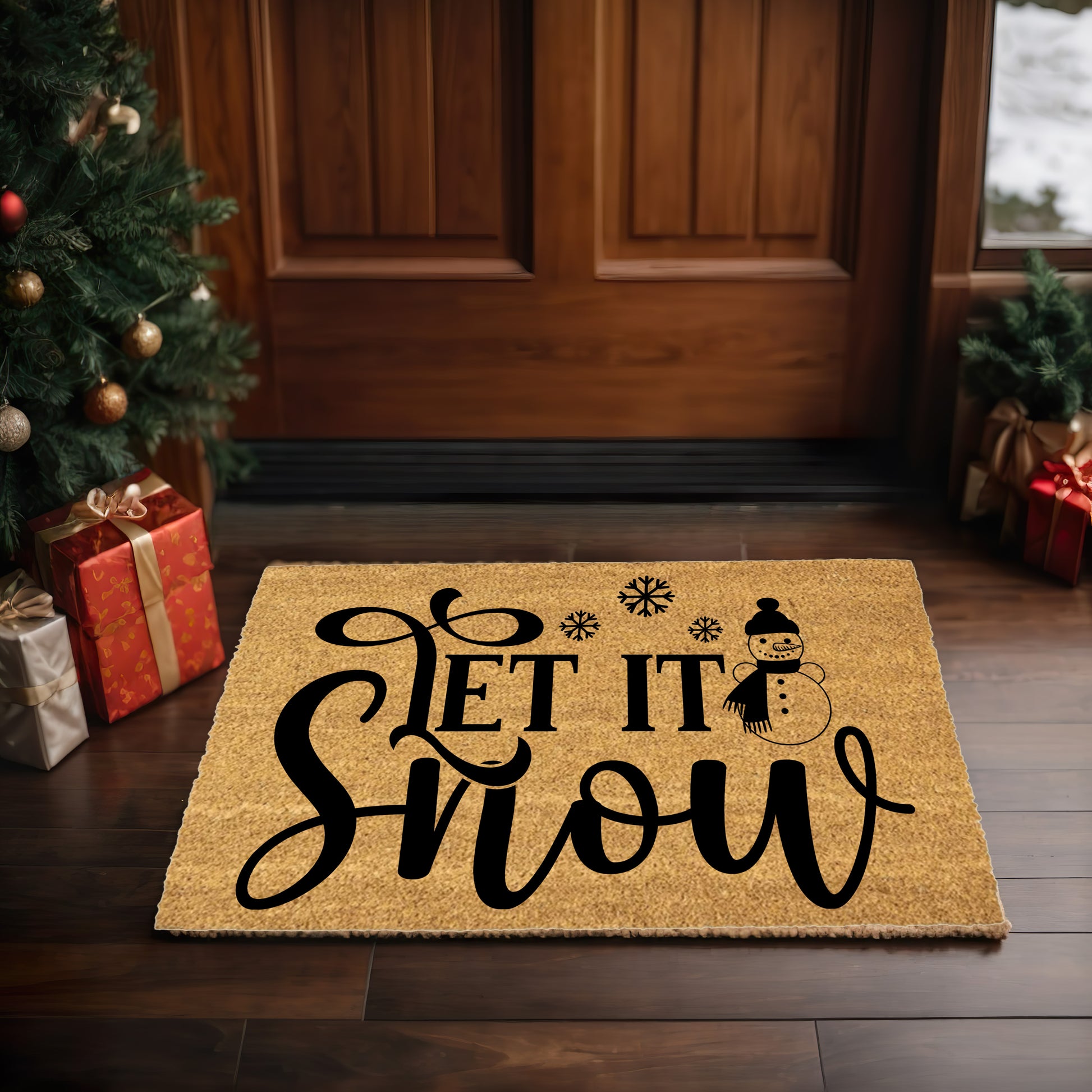 Let It Snow Doormat – Snowman Christmas Outdoor Coir Mat Décor - Mallard Moon