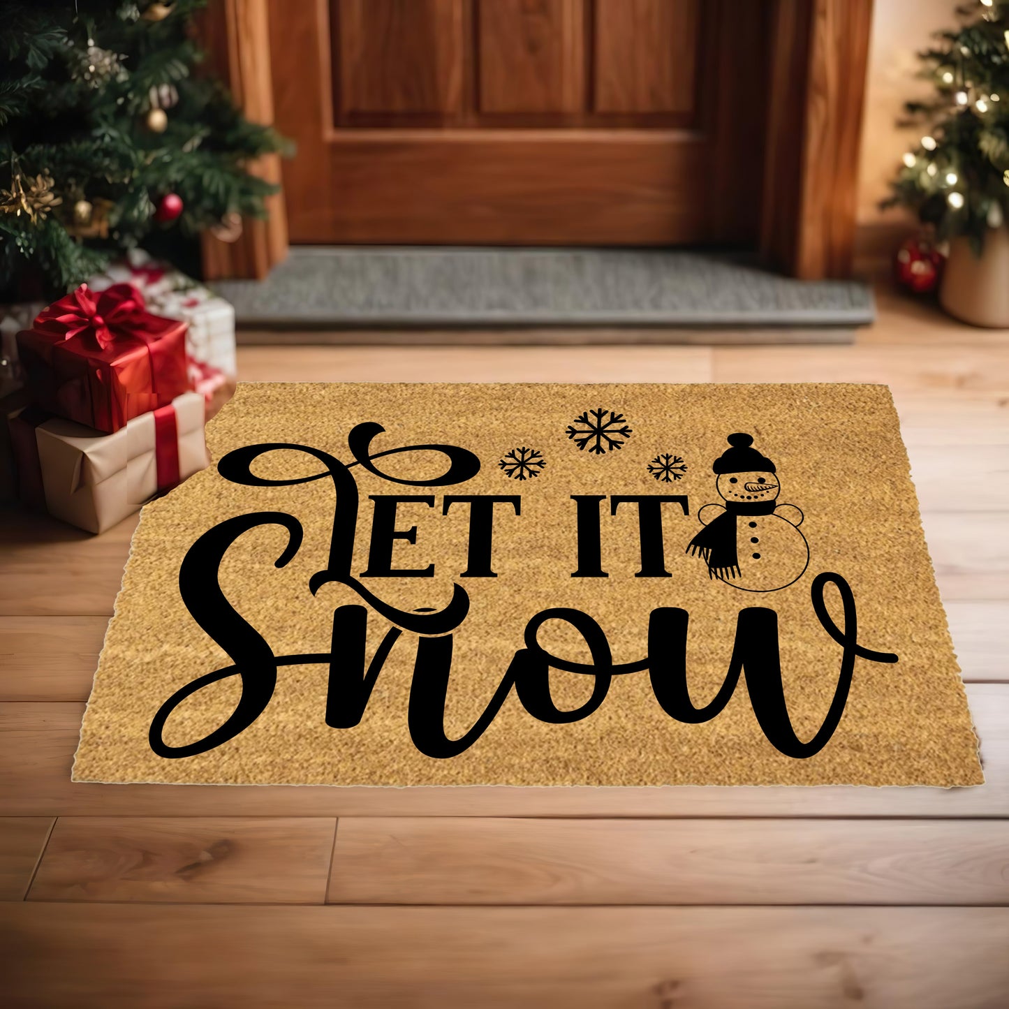 Let It Snow Doormat – Snowman Christmas Outdoor Coir Mat Décor - Mallard Moon