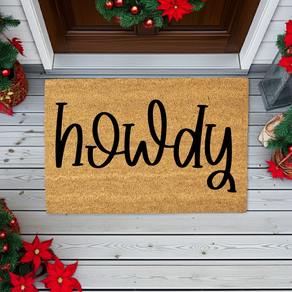 Rustic Howdy Welcome Doormat – Country Farmhouse Coir Entry Mat | Southern Greeting Door Mat | Western Home Décor Gift - Mallard Moon
