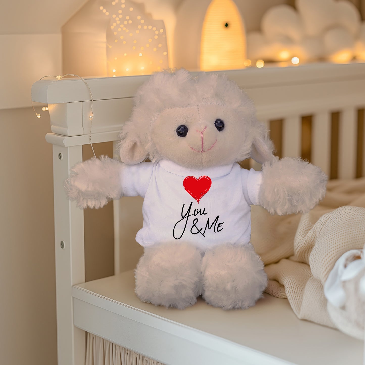 You and Me - Plush Lamb, Panda, or Teddy Bear with Tee Shirt Romantic Gift for Sweetheart - Mallard Moon Gift Shop