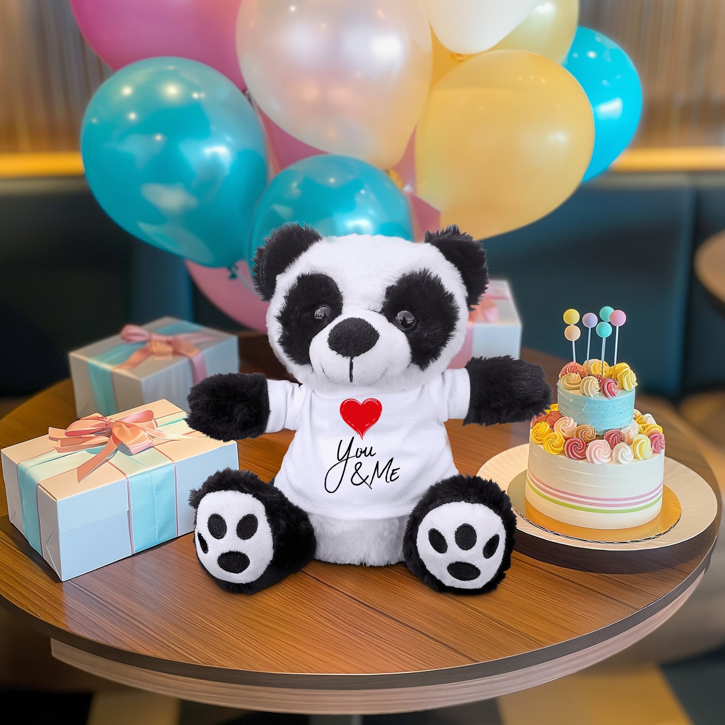 You and Me - Plush Lamb, Panda, or Teddy Bear with Tee Shirt Romantic Gift for Sweetheart - Mallard Moon Gift Shop