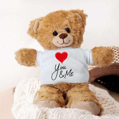 You and Me - Plush Lamb, Panda, or Teddy Bear with Tee Shirt Romantic Gift for Sweetheart - Mallard Moon Gift Shop