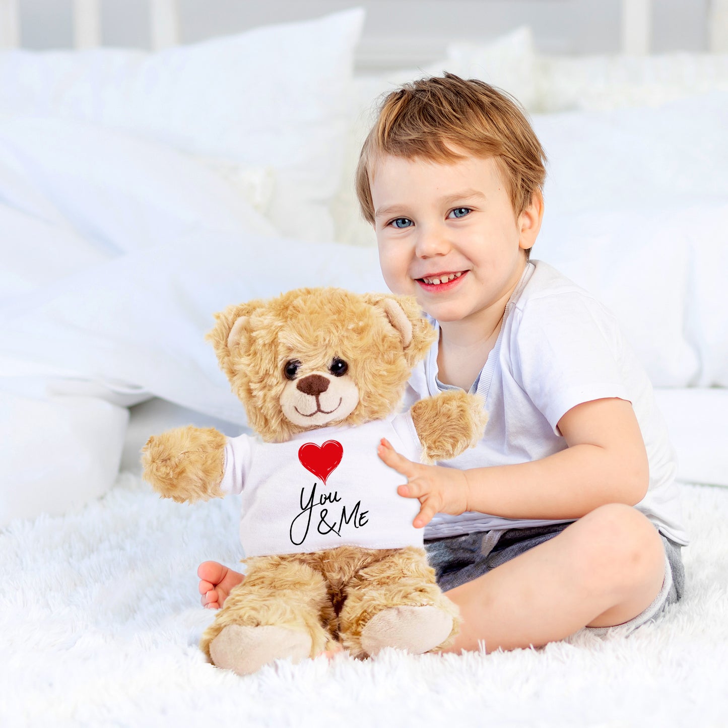 You and Me - Plush Lamb, Panda, or Teddy Bear with Tee Shirt Romantic Gift for Sweetheart - Mallard Moon Gift Shop