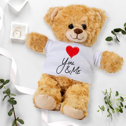 You and Me - Plush Lamb, Panda, or Teddy Bear with Tee Shirt Romantic Gift for Sweetheart - Mallard Moon Gift Shop