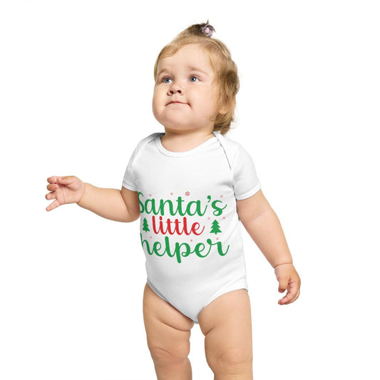 Santa's Little Helper Short Sleeve Baby Bodysuit - Mallard Moon Gift Shop