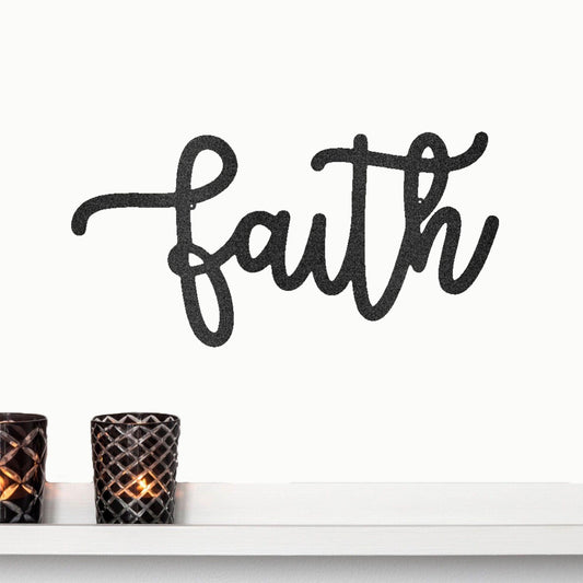 Faith Script Indoor Outdoor Steel Wall Sign - Mallard Moon Gift Shop