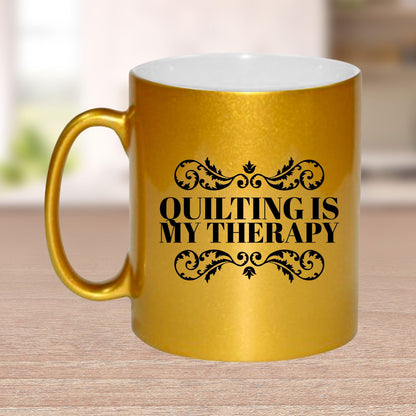 Quilting is My Therapy Ceramic Coffee Mug Travel Mug Gift for Quilter - Mallard Moon Gift Shop