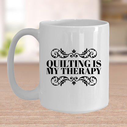 Quilting is My Therapy Ceramic Coffee Mug Travel Mug Gift for Quilter - Mallard Moon Gift Shop