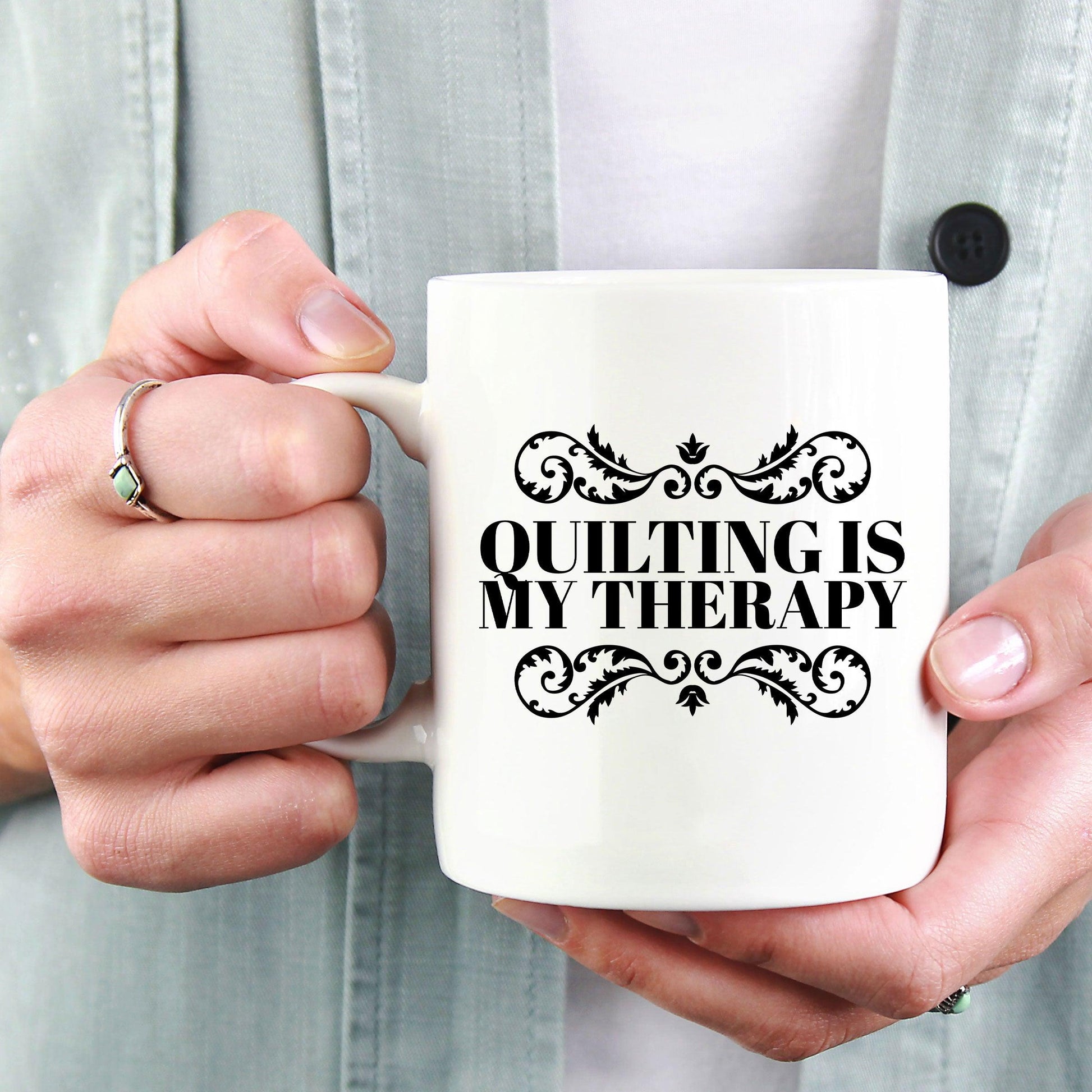 Quilting is My Therapy Ceramic Coffee Mug Travel Mug Gift for Quilter - Mallard Moon Gift Shop