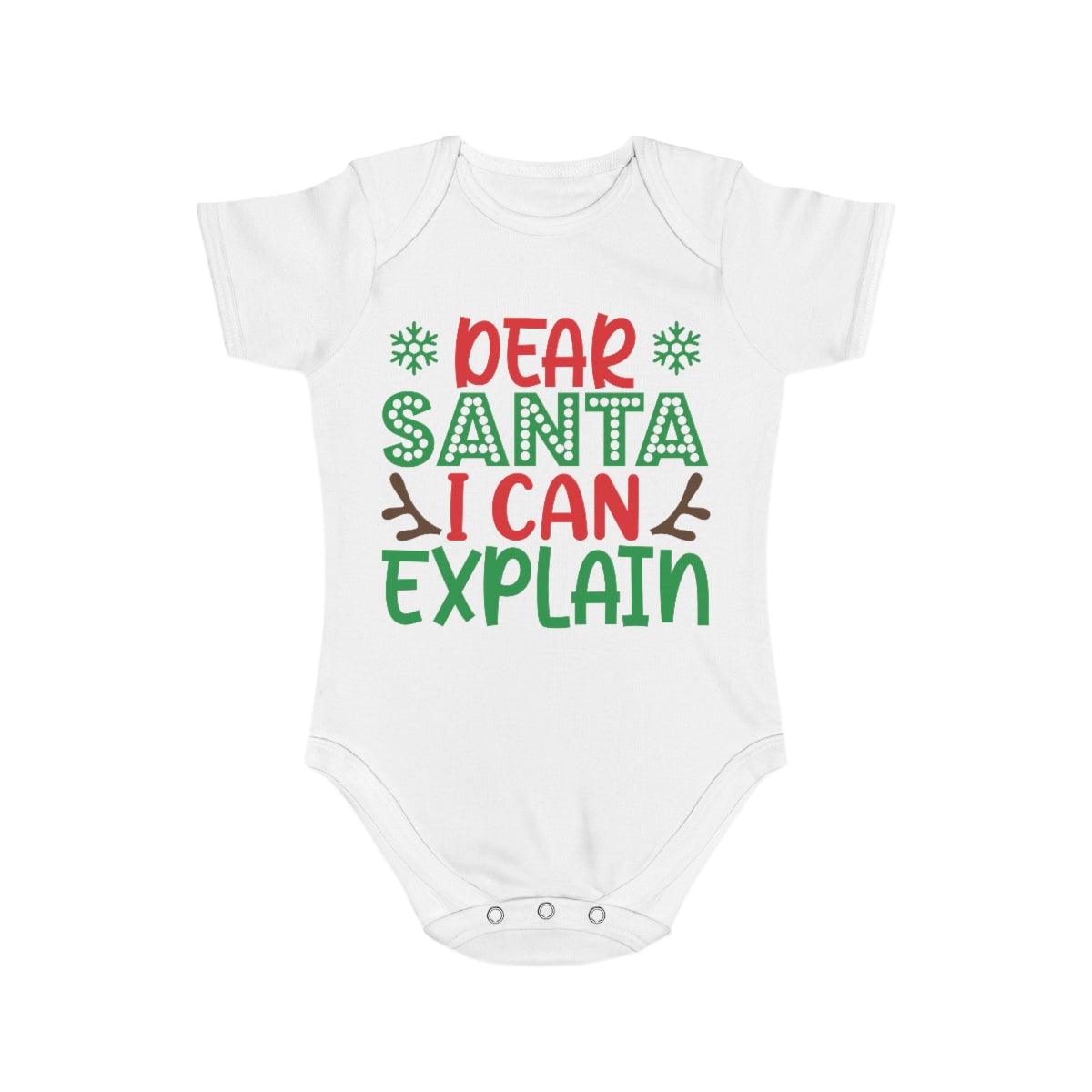 Dear Santa - I Can Explain - Short Sleeve Baby Bodysuit - Mallard Moon Gift Shop