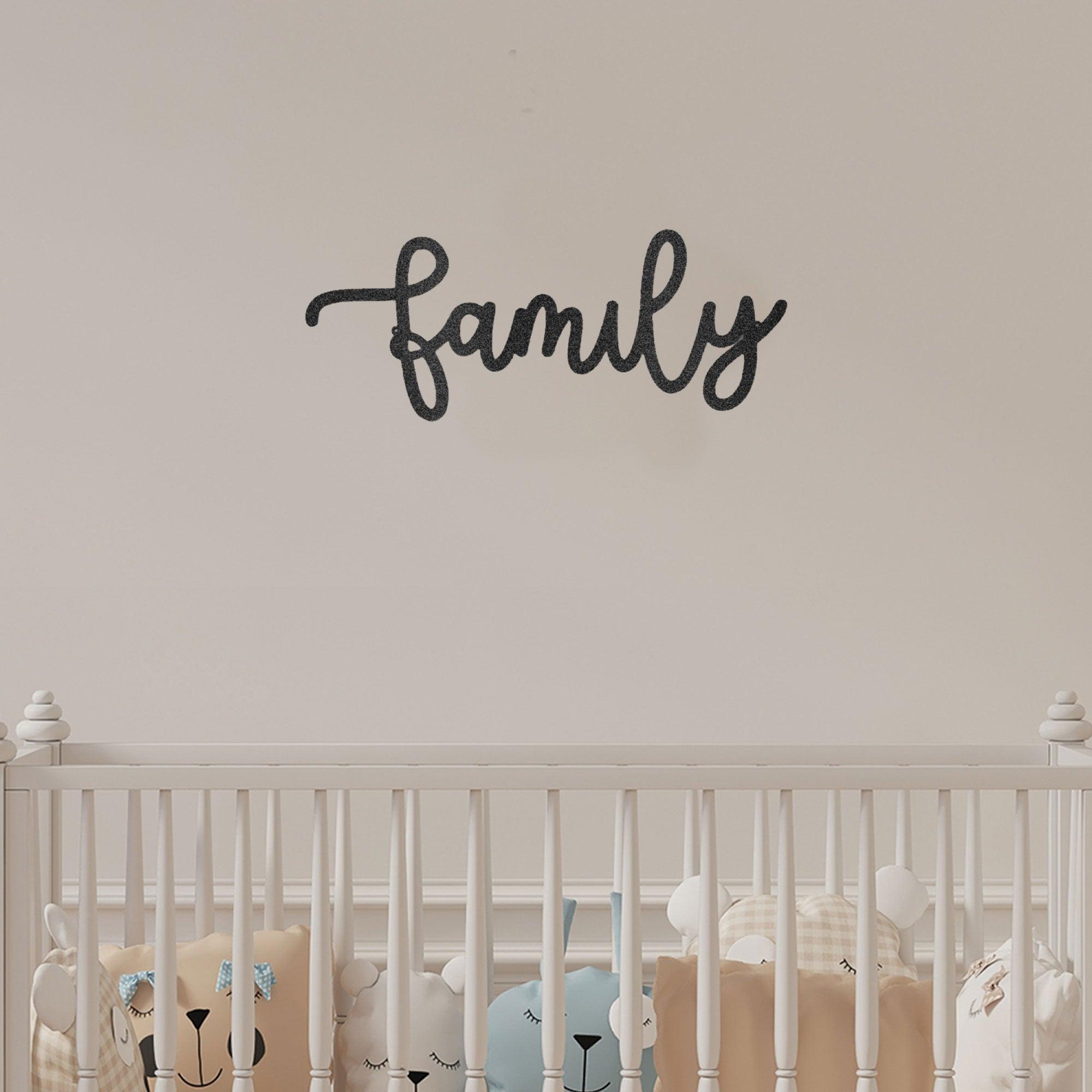 Family Script Indoor Outdoor Metal Wall Art - Mallard Moon Gift Shop