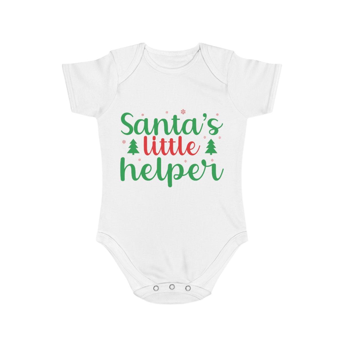 Santa's Little Helper Short Sleeve Baby Bodysuit - Mallard Moon Gift Shop