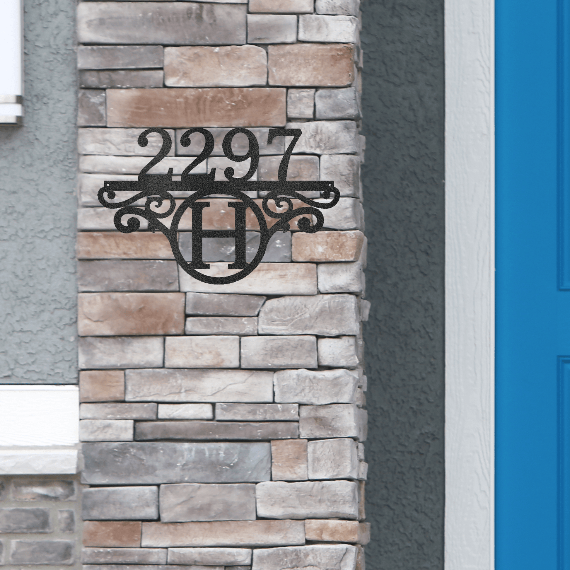 Initial Address Monogram Personalized Indoor Outdoor Steel Wall Sign Art - Mallard Moon Gift Shop