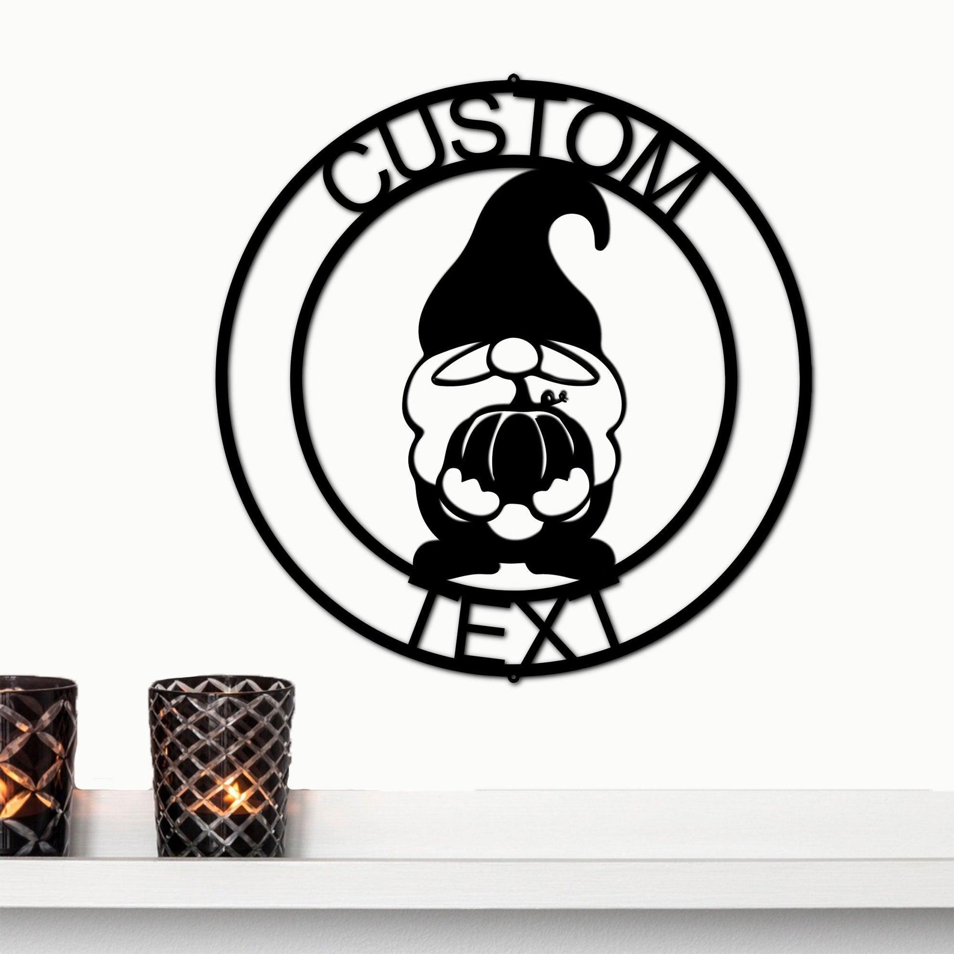 Thanksgiving Gnome Custom Name Metal Art Wall Sign Home Decor - Mallard Moon Gift Shop