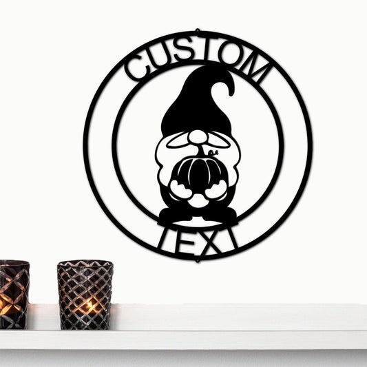 Thanksgiving Gnome Custom Name Metal Art Wall Sign Home Decor - Mallard Moon Gift Shop