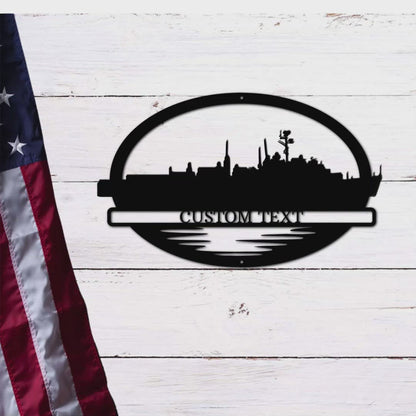 Navy Battleship USS Plymouth Rock Silhouette Custom Metal Art Wall Sign