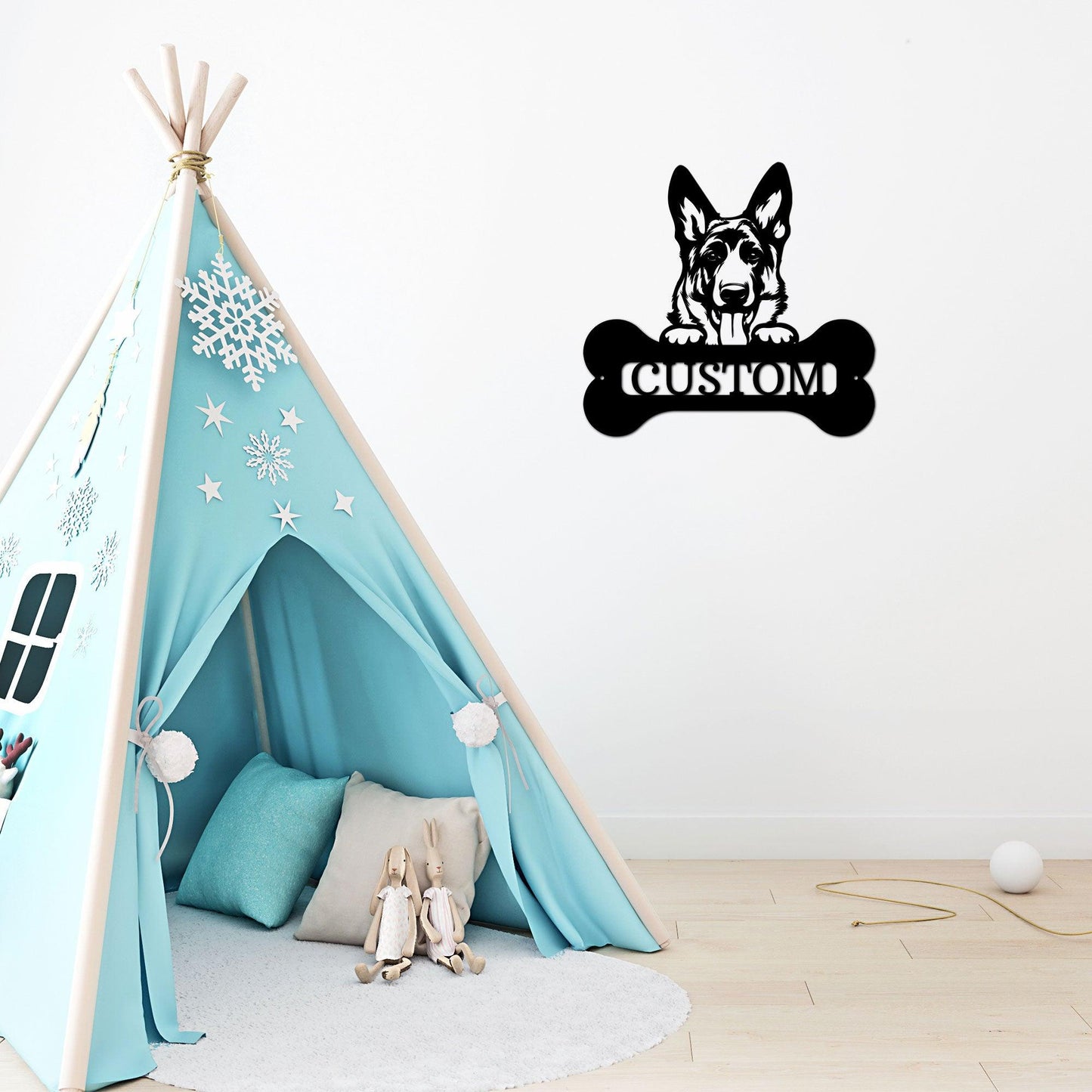 German Sheperd Custom Name Metal Art Wall Sign - Mallard Moon Gift Shop