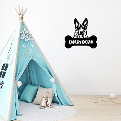 German Sheperd Custom Name Metal Art Wall Sign - Mallard Moon Gift Shop