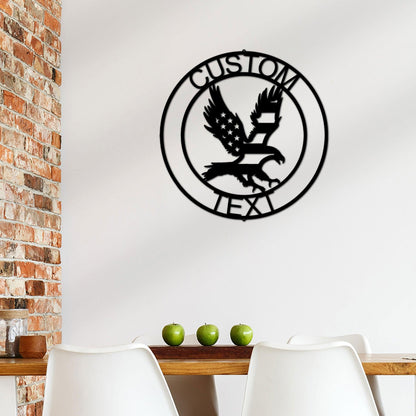 Eagle Personalized Patriotic Metal Art Wall Sign - Mallard Moon Gift Shop