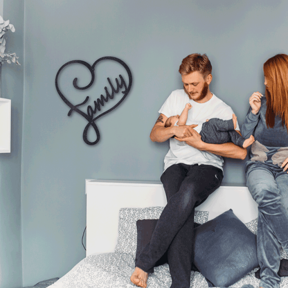 Family Love Indoor Outdoor Steel Wall Sign Metal Art - Mallard Moon Gift Shop