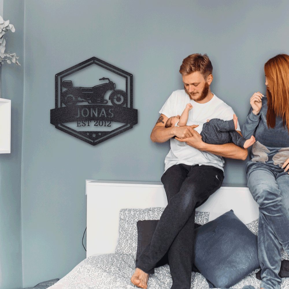 Motorcycle Custom Name Metal Wall Art Sign - Mallard Moon Gift Shop