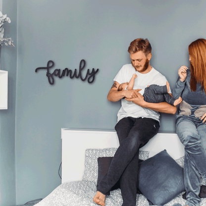 Family Script Indoor Outdoor Metal Wall Art - Mallard Moon Gift Shop