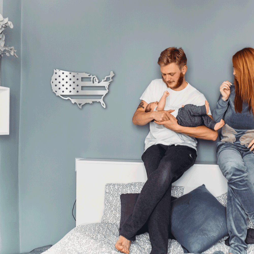 USA Flag Indoor Outdoor Steel Wall Sign Art - Mallard Moon Gift Shop