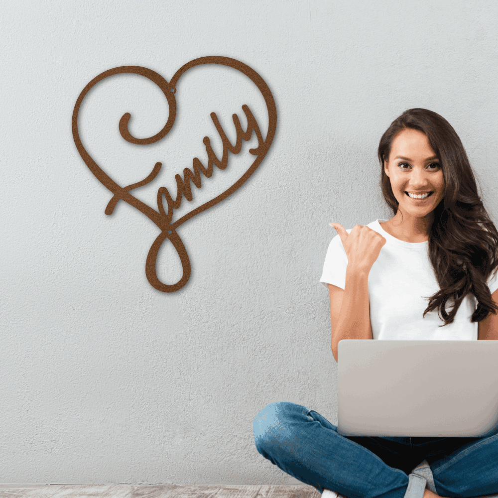 Family Love Indoor Outdoor Steel Wall Sign Metal Art - Mallard Moon Gift Shop