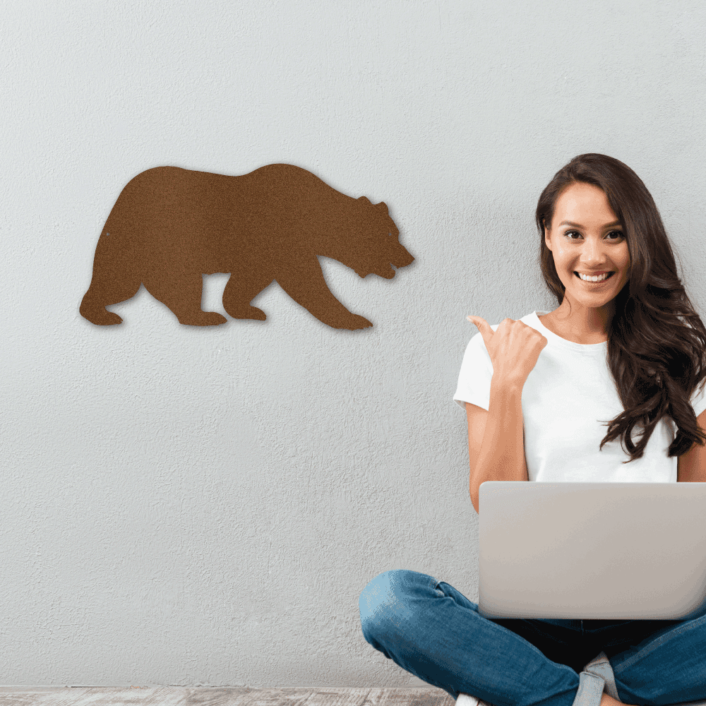 Grizzly Bear Steel Wall Sign - Mallard Moon Gift Shop