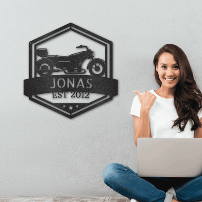 Motorcycle Custom Name Metal Wall Art Sign - Mallard Moon Gift Shop