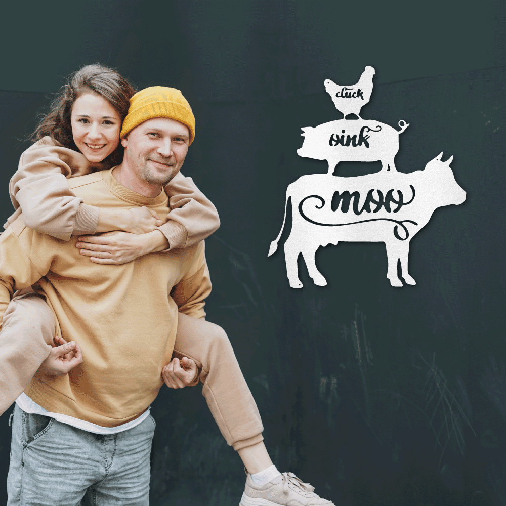 Farm Animals Indoor Outdoor Steel Wall Sign Rustic Farmhouse Home Decor - Mallard Moon Gift Shop