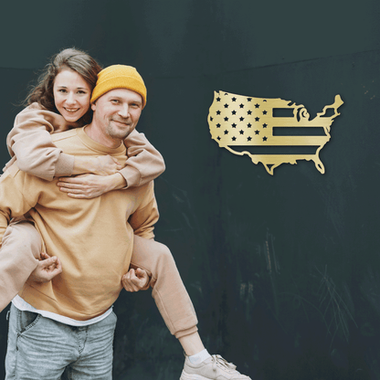 USA Flag Indoor Outdoor Steel Wall Sign Art - Mallard Moon Gift Shop