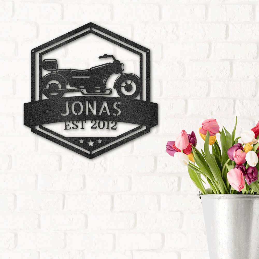 Motorcycle Custom Name Metal Wall Art Sign - Mallard Moon Gift Shop