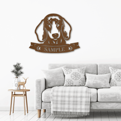 Dachshund Face Shorthaired Custom Name Metal Art Wall Sign - Mallard Moon Gift Shop