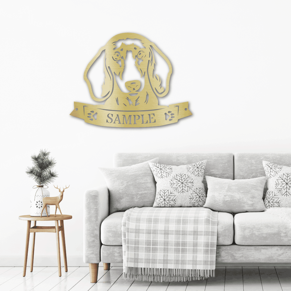 Dachshund Face Shorthaired Custom Name Metal Art Wall Sign - Mallard Moon Gift Shop