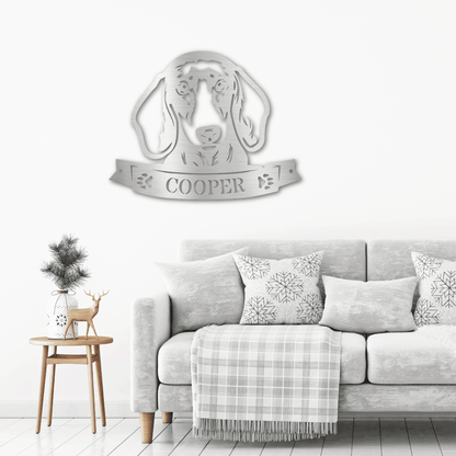 Dachshund Face Shorthaired Custom Name Metal Art Wall Sign - Mallard Moon Gift Shop