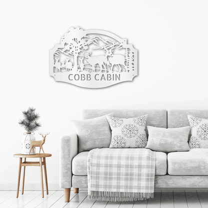 Deer Family Custom Name Metal Art Wall Sign Housewarming Wedding Anniversary Birthday - Mallard Moon Gift Shop