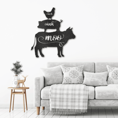 Farm Animals Indoor Outdoor Steel Wall Sign Rustic Farmhouse Home Decor - Mallard Moon Gift Shop
