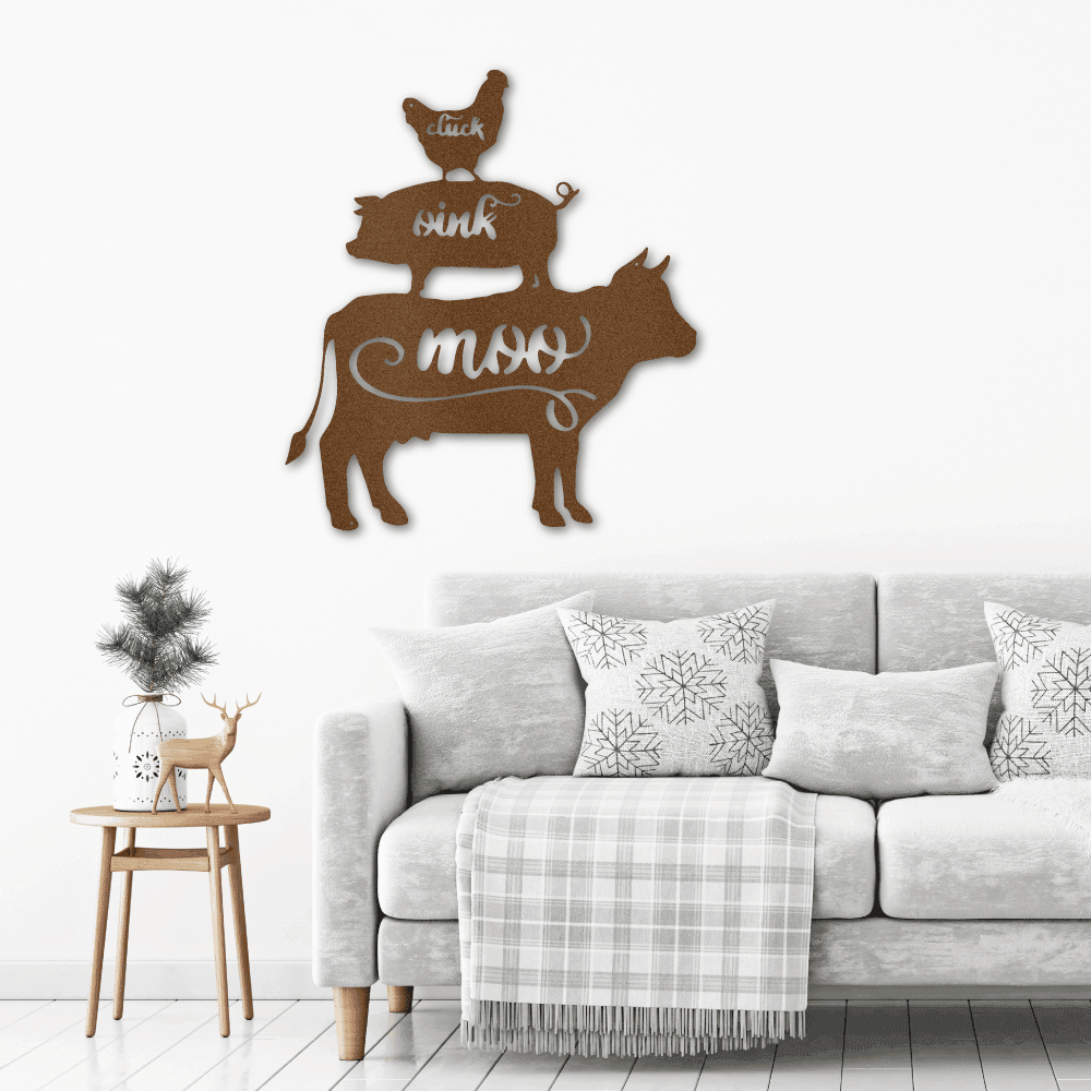 Farm Animals Indoor Outdoor Steel Wall Sign Rustic Farmhouse Home Decor - Mallard Moon Gift Shop