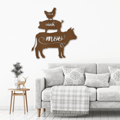 Farm Animals Indoor Outdoor Steel Wall Sign Rustic Farmhouse Home Decor - Mallard Moon Gift Shop