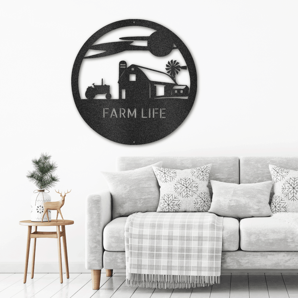 Southern Sky Farm Scene Custom Name Steel Wall Sign - Mallard Moon Gift Shop