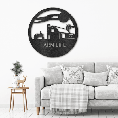 Southern Sky Farm Scene Custom Name Steel Wall Sign - Mallard Moon Gift Shop